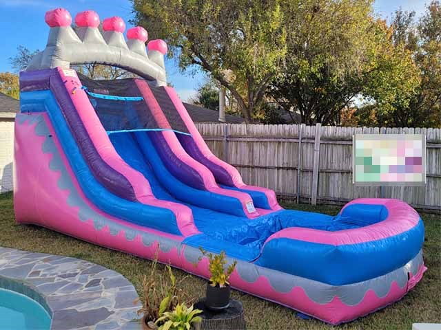 Princess Slide With Pool Pink Inflatable Water Slide